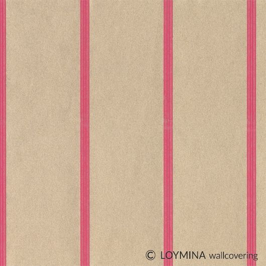 Флизелиновые обои "Corduroy" производства Loymina, арт.GT11 004/1, с рисунком в полоску ярко розового цвета на бежевом фоне, купить в шоу-руме в Москве, бесплатная доставка